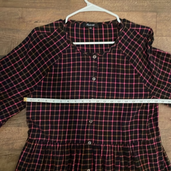 Madewell Plaid Flannel Raglan Button Front Shirt Dress Size 6 EUC - Picture 13 of 13